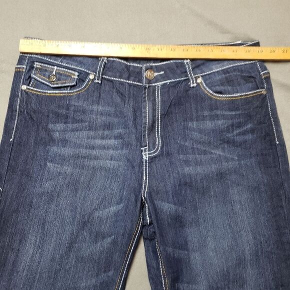 Free Culture Gemstone bling embroidered Size 22 Dark Wash Jeans flap pocket - Picture 10 of 11